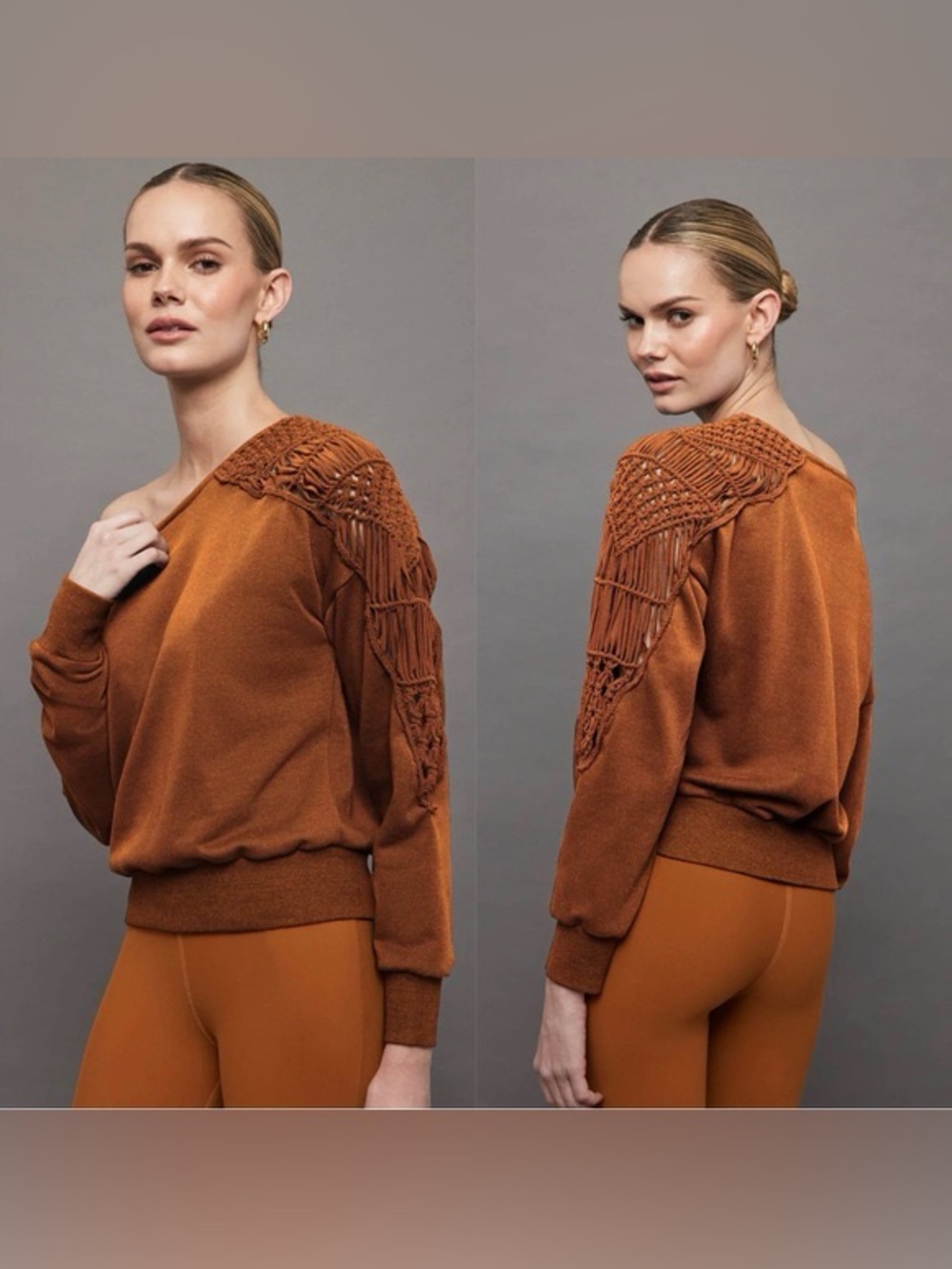 Carbon 38 Macrame One Shoulder Sweatshirt